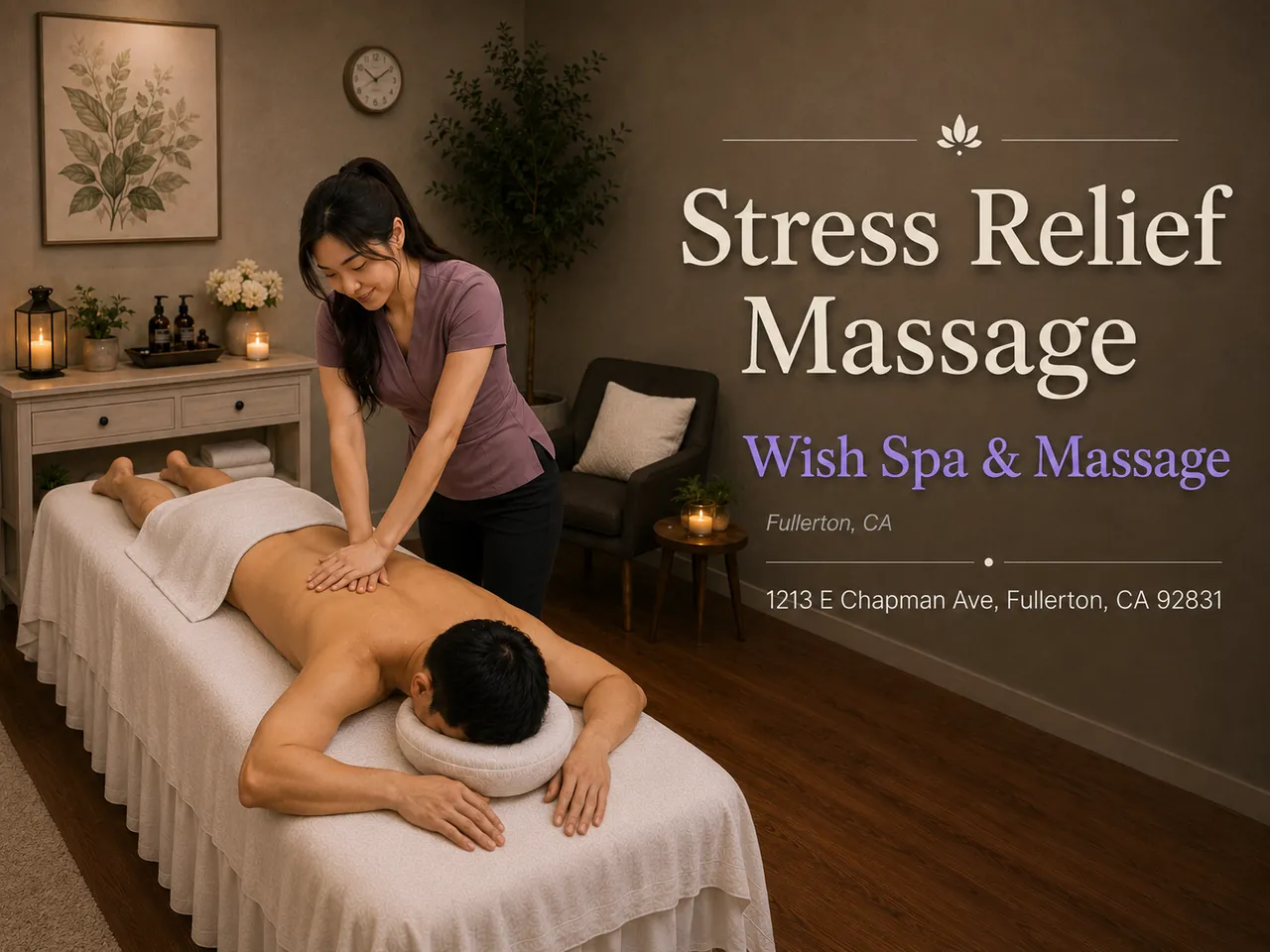 Stress Relief Massage in Fullerton, CA at Wish Spa & Massage