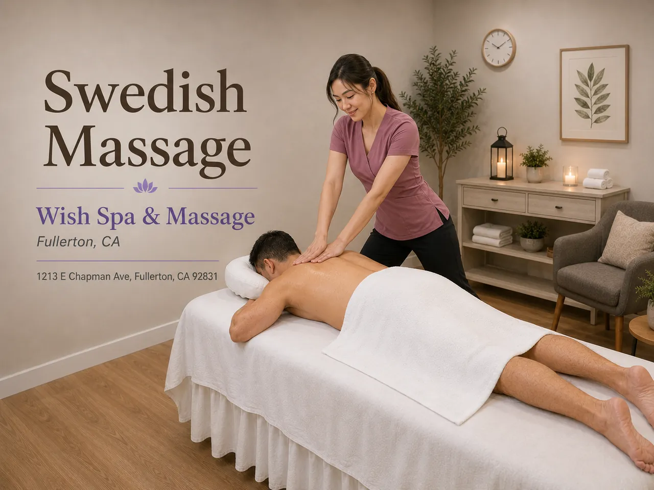 Swedish Massage in Fullerton, CA at Wish Spa & Massage
